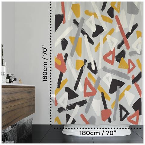 Tenda Da Doccia Impermeabile Antimuffa Con Occhielli 180x180 Cm - Foto 5