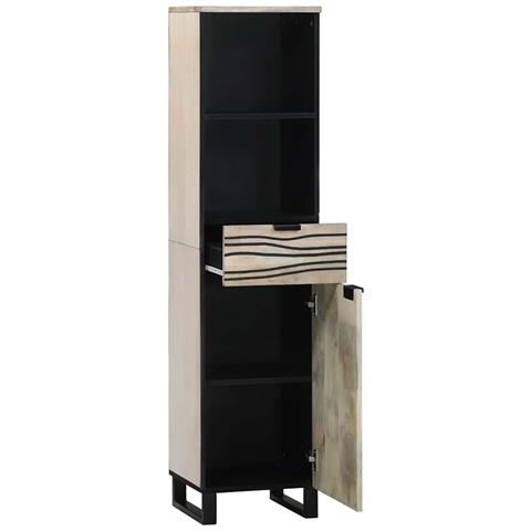 Mobile da Bagno con lo scaffale Marrone e Nero 38 x 33 x 160 cm - Foto 2