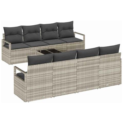 Set Divano da Giardino 9 pcs Grigio chiaro e grigio scuro - Foto 1