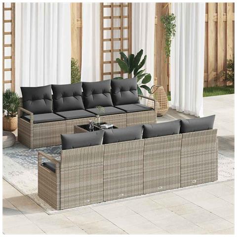 Set Divano da Giardino 9 pcs Grigio chiaro e grigio scuro - Foto 2