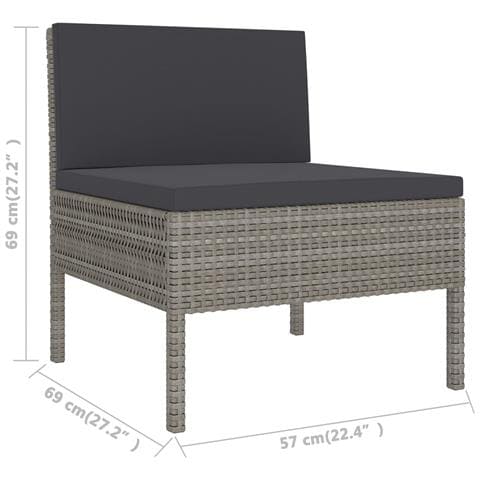 Set Divani da Giardino 8 pz con Cuscini in Polyrattan Grigio - Foto 8