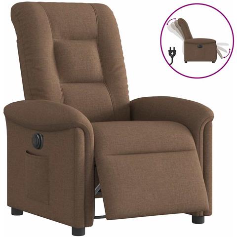 Poltrona Elettrica Reclinabile Marrone in Tessuto - Foto 1