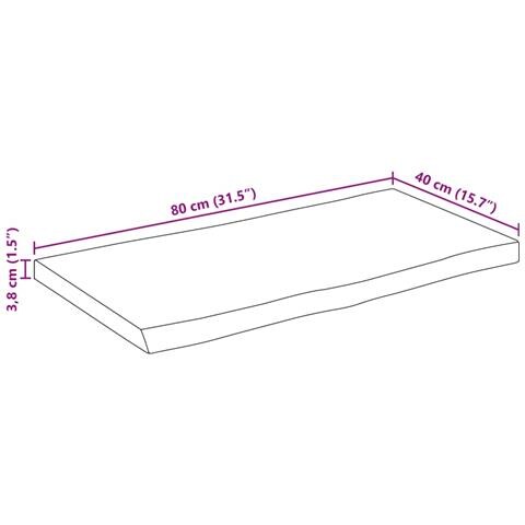 Piano per Tavolo 80x40x3,8cm Bordi Vivi in Legno Massello Mango - Foto 9
