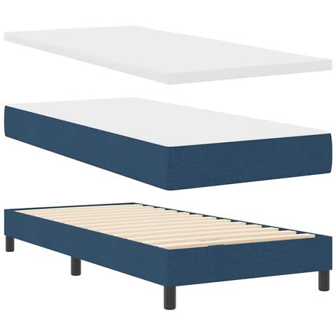 Letto box spring con materasso Blu 90 x 190 cm Tessuto - Foto 1