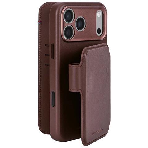 Custodia A Libro Per Iphone 17 Pro Max Magsafe In Pelle Con Cover Staccabile, Marrone - Foto 4