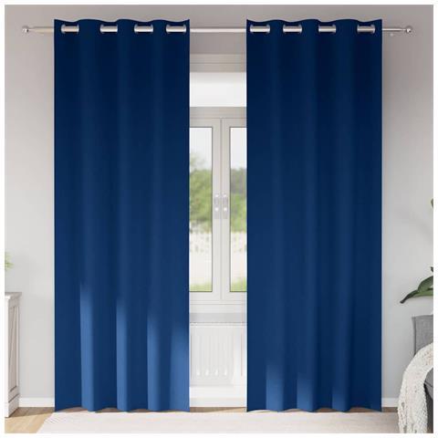 Tende con tende 2 pcs Blu scuro 260x140cm Poliestere - Foto 2