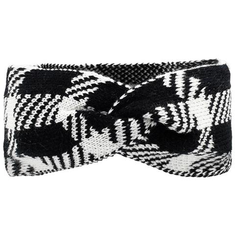 Fascia Per Capelli A Nodo Scozzese In Acrilico - Elastica Per Yoga E Sport, Scaldorecchie White+black - Foto 1