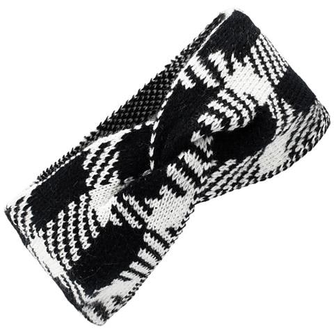 Fascia Per Capelli A Nodo Scozzese In Acrilico - Elastica Per Yoga E Sport, Scaldorecchie White+black - Foto 2