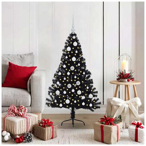 Albero di Natale artificiale con luci integrate Nero 120 cm PVC - Foto 2