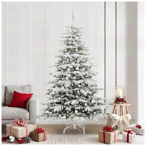 Albero di Natale Artificiale con Rami Pieghevoli Bianco 210 cm - Foto 2