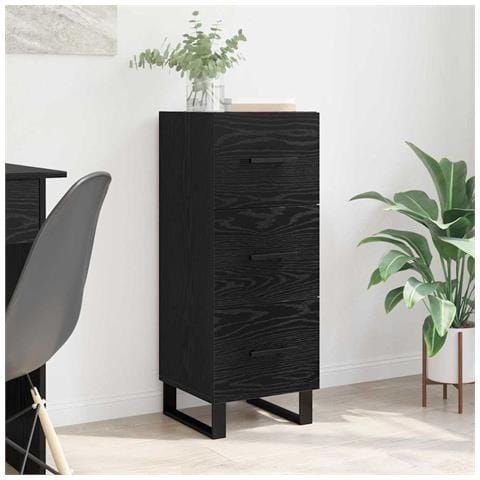 Credenza con cassetto Rovere Nero 34,5 x 34 x 90 cm - Foto 2