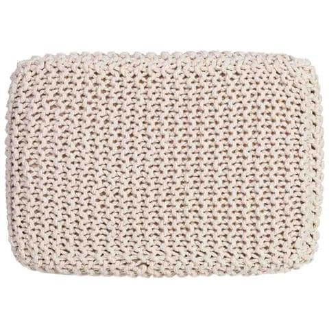 Sgabello In Cotone Intrecciato E Legno Bianco 26x39x44h Cm - Foto 6