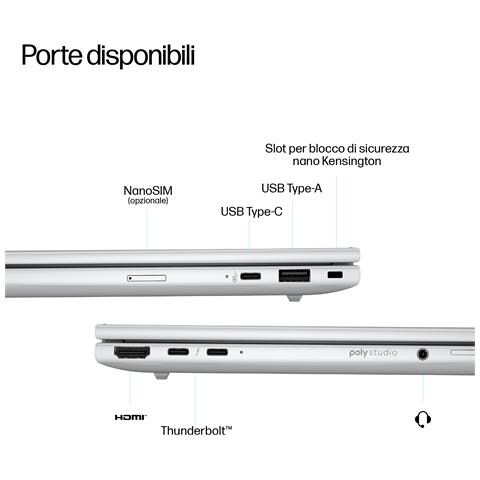 EliteBook 8 G1i 14 inch Notebook Next Gen AI PC Wolf Pro Security Edition Copilot+ PC Intel Core Ultra 7 258V Computer portatile 35,6 cm (14") WUXGA 32 GB LPDDR5x-SDRAM 1 TB SSD Wi-Fi 7 (802.11be) Windows 11 Pro Argento - Foto 13