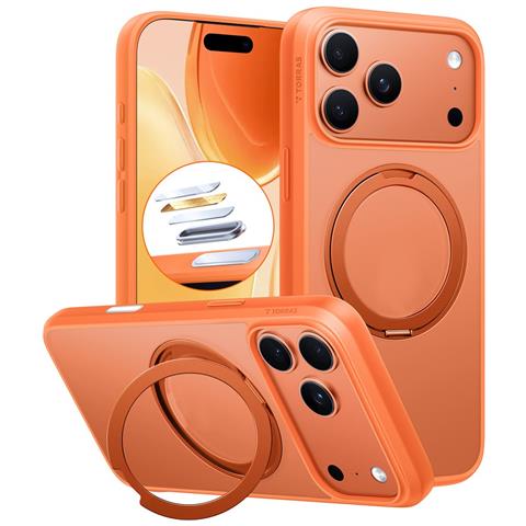 Cover per iPhone 17 Pro Max - TPU+PC, Arancione, Con Soporte - Foto 1