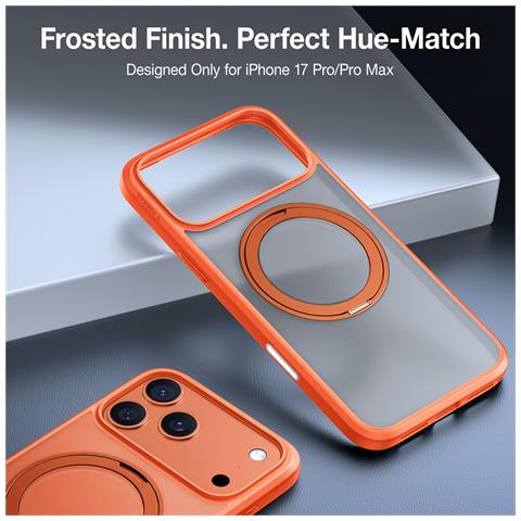 Cover per iPhone 17 Pro Max - TPU+PC, Arancione, Con Soporte - Foto 4
