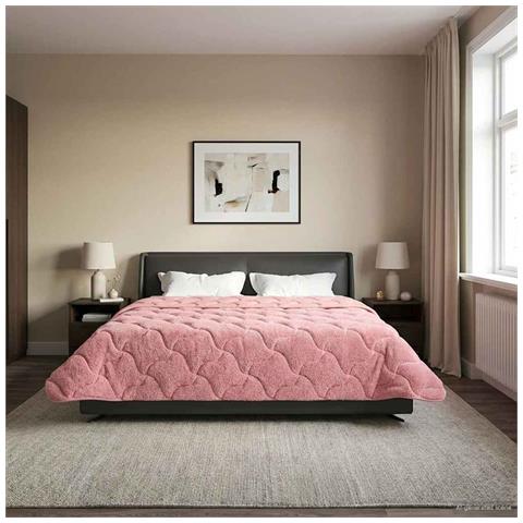 Duvet Invernale Rosa 200 x 240 cm Microfibra e Fleece Teddy - Foto 2