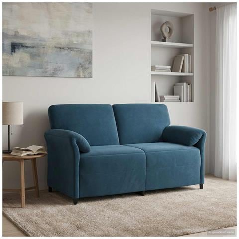 Divano a 2 Posti Blu 158 x 83 x 95 cm Velluto - Foto 2