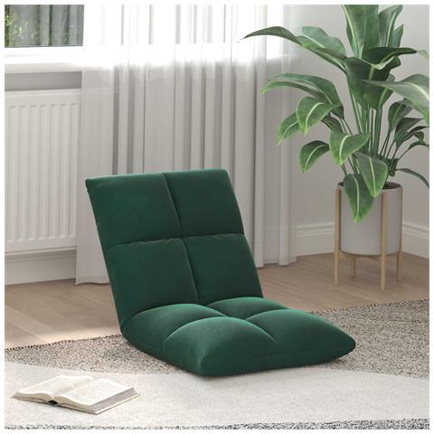 Sedia a pavimento regolabile Verde Scuro Velluto - Foto 2