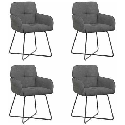 Sedie da pranzo 4 pcs Velluto (V) Grigio Scuro - Foto 1
