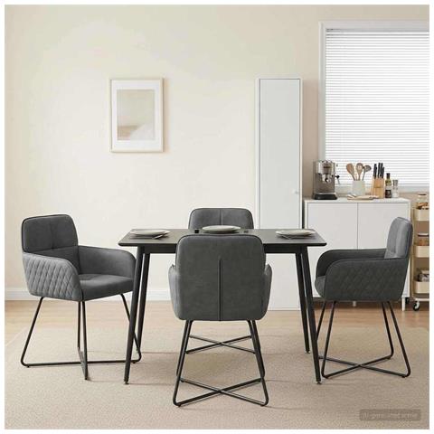 Sedie da pranzo 4 pcs Velluto (V) Grigio Scuro - Foto 2