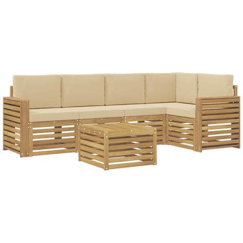 Set di divani da esterno 6 pcs Bianco e Beige 59 x 59 x 37 cm - Foto 1