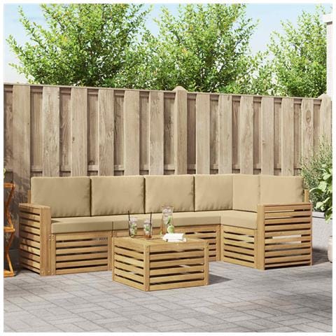 Set di divani da esterno 6 pcs Bianco e Beige 59 x 59 x 37 cm - Foto 2