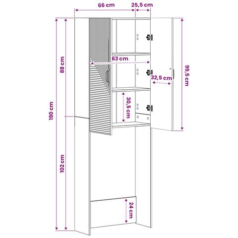 Mobile Bagno HAARLEM Legno antico 66 x 25,5 x 190 cm - Foto 9