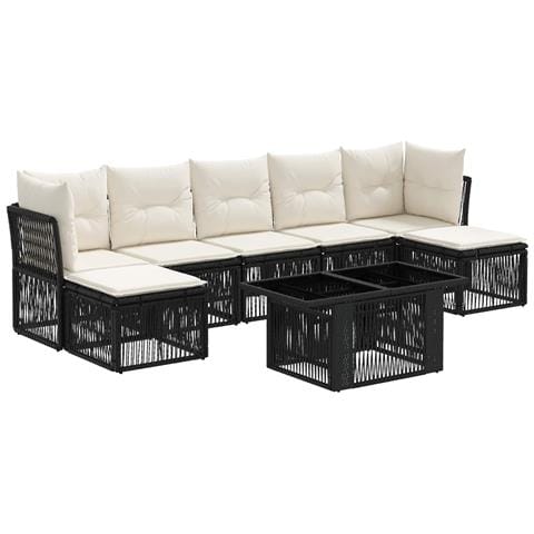 Set Divano da Giardino 8 pz Nero polyrattan - Foto 1