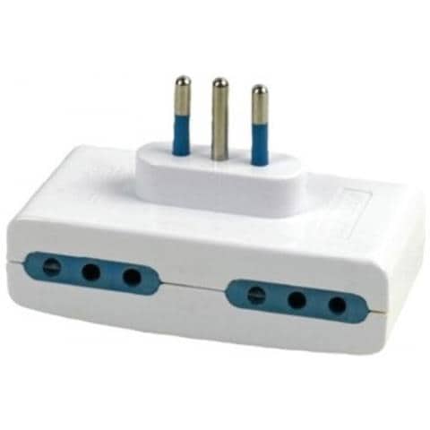 Adattatore Quadruplo Piatto con 4 Prese 10A + Spina 10A colore Bianco - Foto 2