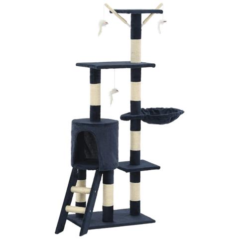 Albero Per Gatti Con Tiragraffi In Sisal 138 Cm Blu Scuro - Foto 1
