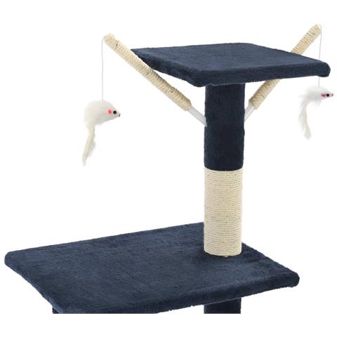 Albero Per Gatti Con Tiragraffi In Sisal 138 Cm Blu Scuro - Foto 2