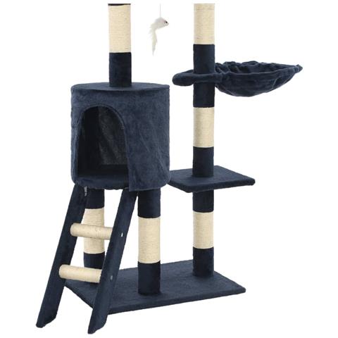 Albero Per Gatti Con Tiragraffi In Sisal 138 Cm Blu Scuro - Foto 7