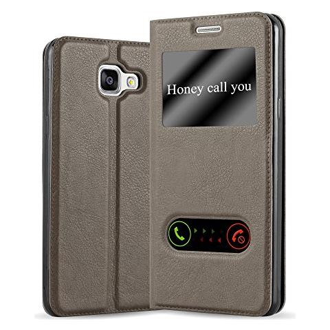 Custodia Compatibile Con Samsung Galaxy A3 2016 In Bruno Pietra - Coperchio Protettivo Con Chiusura Magnetica, Funzione Stand E 2 Finestre Di Visualizzazione - Foto 1