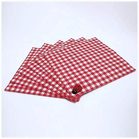 30 Tovaglioli Vichy In Carta Ovatta Vichy Bianco & Rosso 3 Strati 33x33 Cm - Foto 2