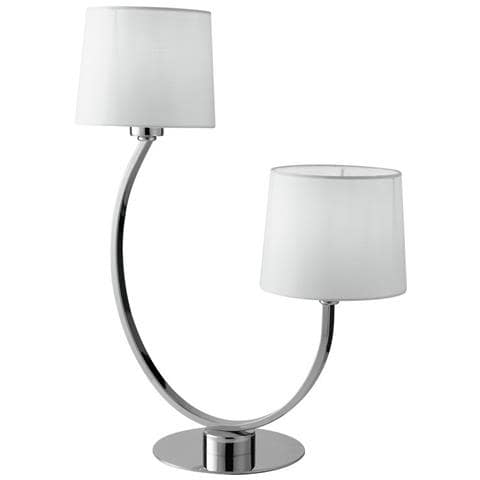Lampada Da Tavolo Twin Con Paralume, Cromo, Bianco, E27 - Foto 1