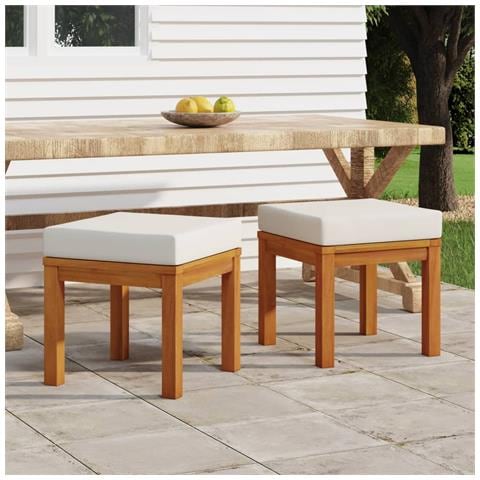 Sgabelli Da Giardino Con Cuscini 2pz 40x40x42cm Massello Acacia - Foto 7
