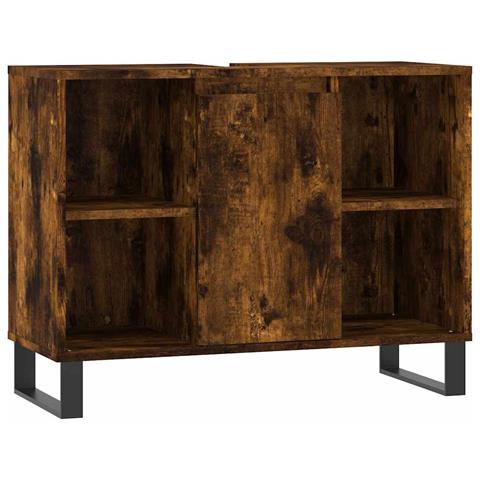 Armadietto Bagno Rovere Fumo 80x33x60 Cm In Legno Multistrato - Foto 1