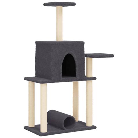 Albero Per Gatti Con Tiragraffi In Sisal Grigio Scuro 122 Cm - Foto 1