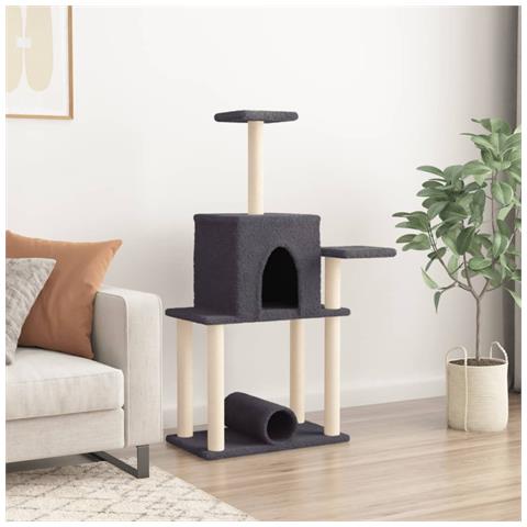 Albero Per Gatti Con Tiragraffi In Sisal Grigio Scuro 122 Cm - Foto 2