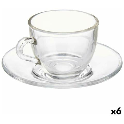 Tazza Con Piatto Trasparente Vetro 85 Ml (6 Unità) - Foto 1