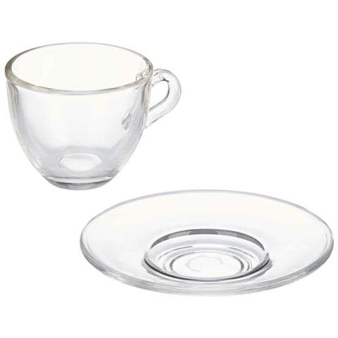 Tazza Con Piatto Trasparente Vetro 85 Ml (6 Unità) - Foto 2