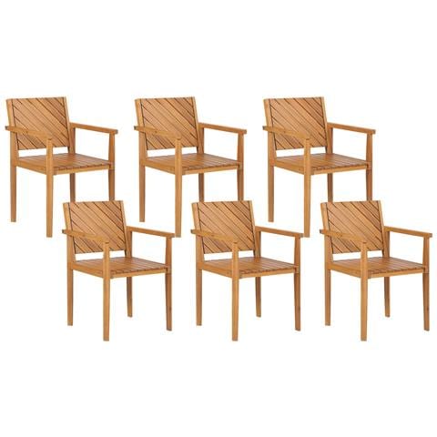 Set Da Pranzo 6 Posti Legno Di Acacia Chiaro Baratti - Foto 8