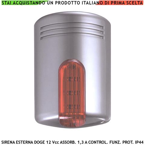 Sirena Doge Venitem Antifurto Melodia 4 Selezioni Frequenza 900 ÷ 1625 Hz Tromba Magnetodin. Alimentazione 12 Vcc Asso - Foto 1