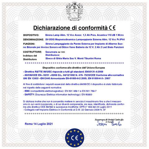 Sirena Doge Venitem Antifurto Melodia 4 Selezioni Frequenza 900 ÷ 1625 Hz Tromba Magnetodin. Alimentazione 12 Vcc Asso - Foto 2