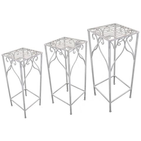 Fioriere Piccola Media Grande Da Esterno In Acciaio Bianco Antico Set 3 Pezzi Floreal - Foto 2