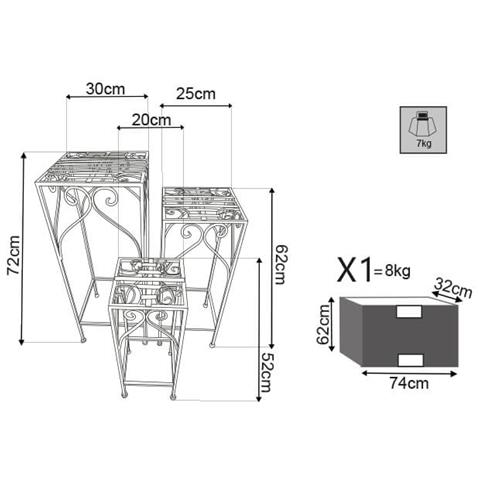 Fioriere Piccola Media Grande Da Esterno In Acciaio Bianco Antico Set 3 Pezzi Floreal - Foto 3