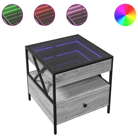 Tavolino Da Salotto Con Led Infinity Grigio Sonoma 50x50x51 Cm - Foto 2