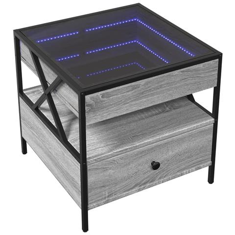 Tavolino Da Salotto Con Led Infinity Grigio Sonoma 50x50x51 Cm - Foto 3