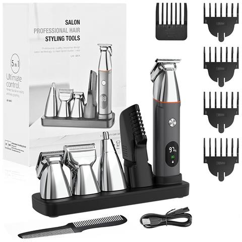 Set Tagliacapelli Professionale 5 In 1 Per Barba E Barba - Kit Da Barba Silver - Foto 1