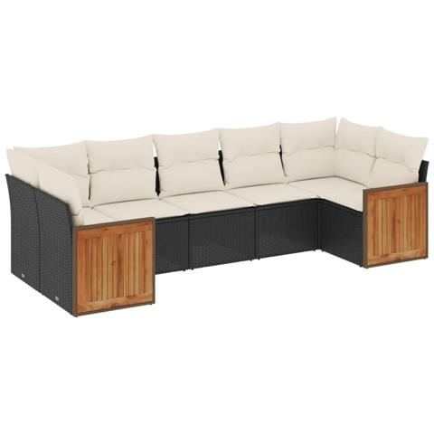 Set Divani Da Giardino Con Cuscini 7pz Nero Polyrattan - Foto 1